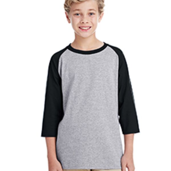 Youth  Heavy Cotton™ 5.3 oz. 3/4-Raglan Sleeve T-Shirt Thumbnail